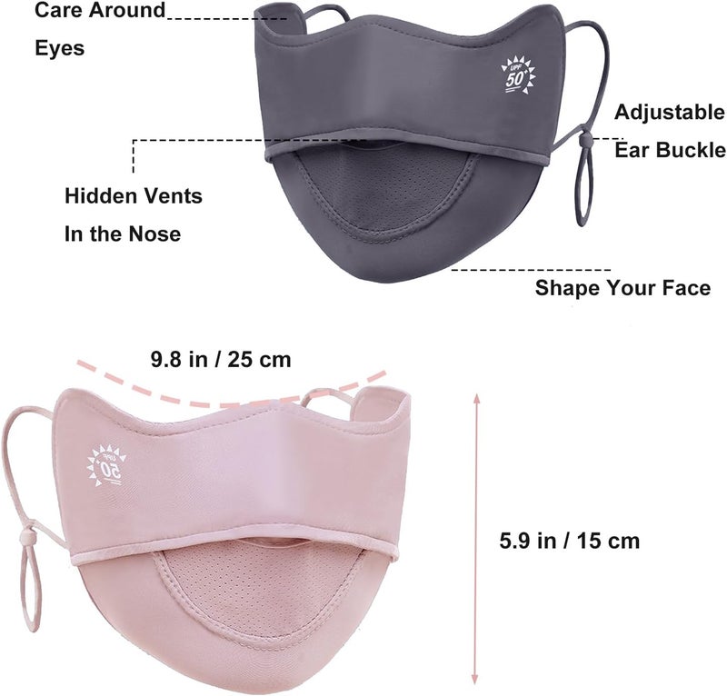 YUANST 2Pcs UV Face Mask, Sun Masks for Women, Cooling Breathable Face Cover for Outdoors, Washable Reusable - Image 5